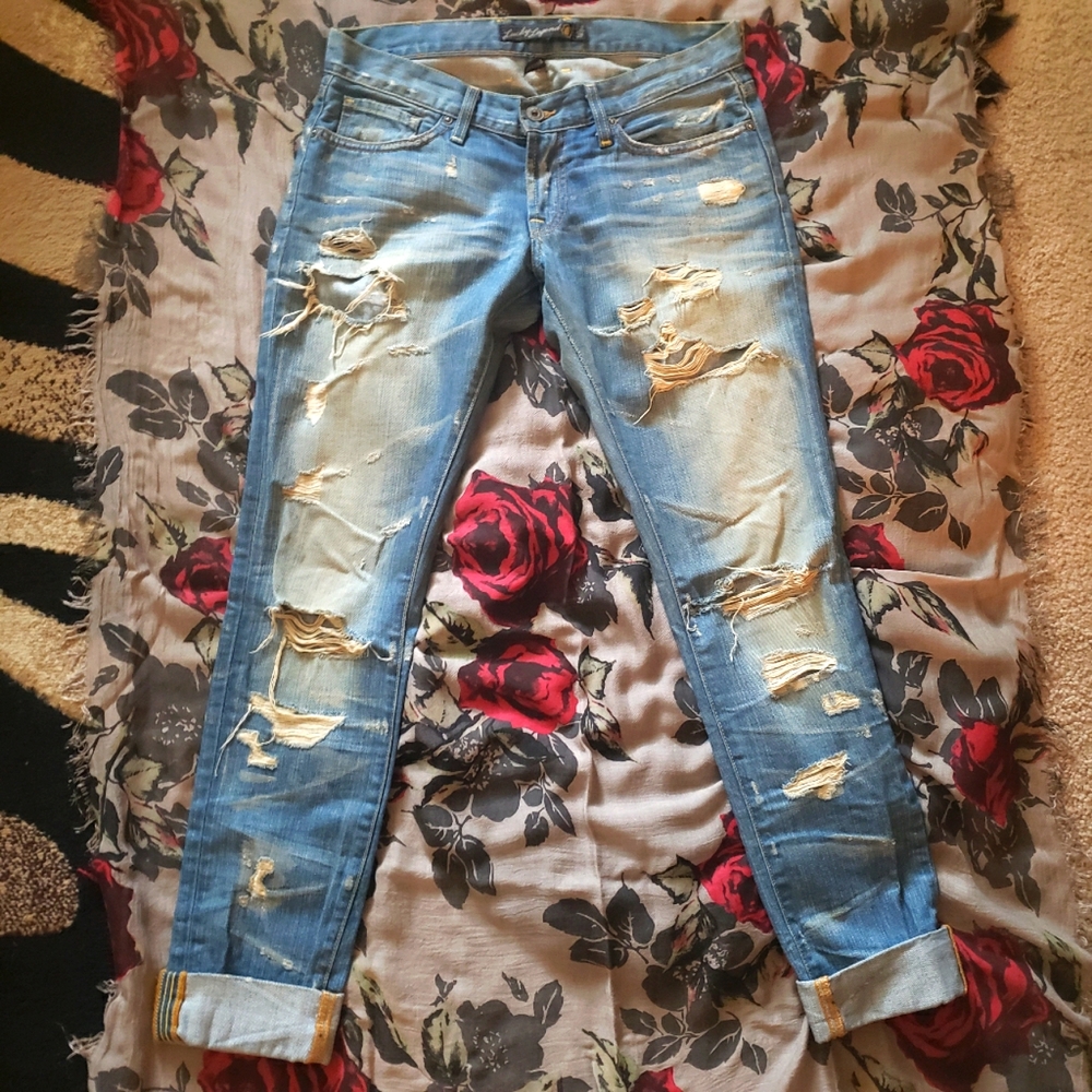 Vintage LUCKY BRAND JEANS Lucky Legend Distressed straight leg w Lucky You zip